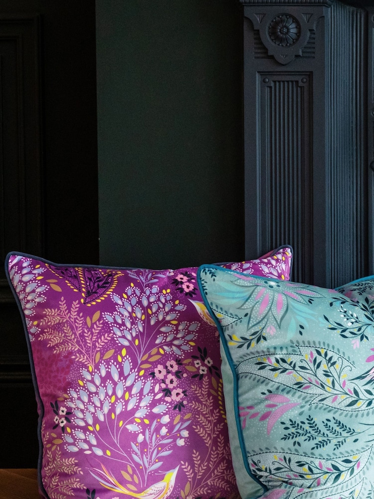 Sara Miller Pink Songbird Cushion - Image 2 of 5
