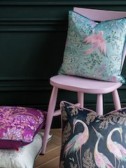 Sara Miller Blue Dancing Cranes Cushion - Image 2 of 5