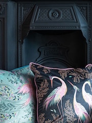 Sara Miller Blue Dancing Cranes Cushion - Image 3 of 5