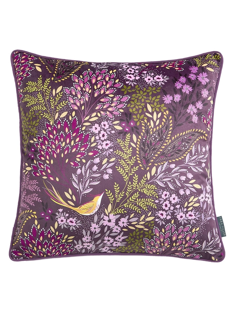 Sara Miller Purple Songbird Cushion - Image 4 of 5