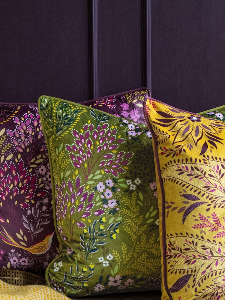 Sara Miller Green Songbird Cushion - Image 2 of 5