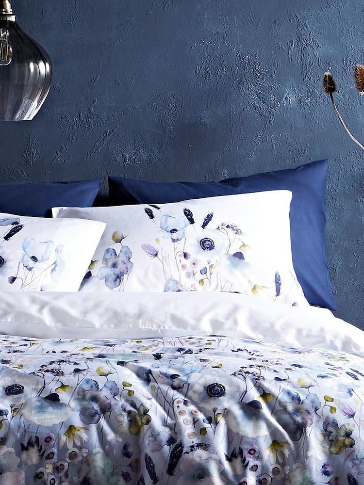 Voyage Set of 2 Blue Hibbertia Crocus 100% Cotton Pillowcases - Image 1 of 3