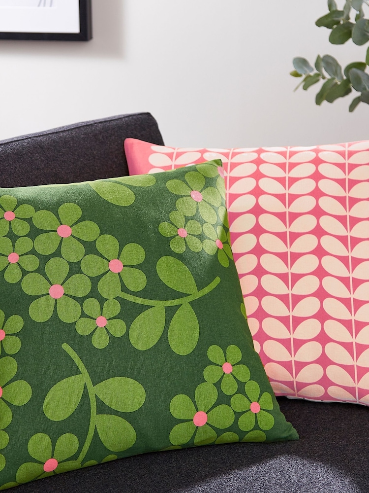 Orla Kiely Green 100% Cotton Wisteria Cushion - Image 1 of 3
