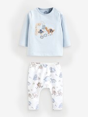 Blue Dinosaur Baby Top and Leggings 2 Piece Set - Image 4 of 6