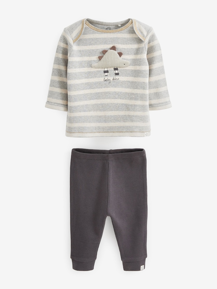 Neutral Dinosaur Baby Top and Leggings 2 Piece Set - Image 1 of 2