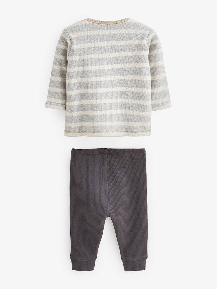Neutral Dinosaur Baby Top and Leggings 2 Piece Set - Image 2 of 2
