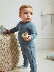 Blue Baby Polo Bodysuit And Leggings 2 Piece Set - Image 1 of 16