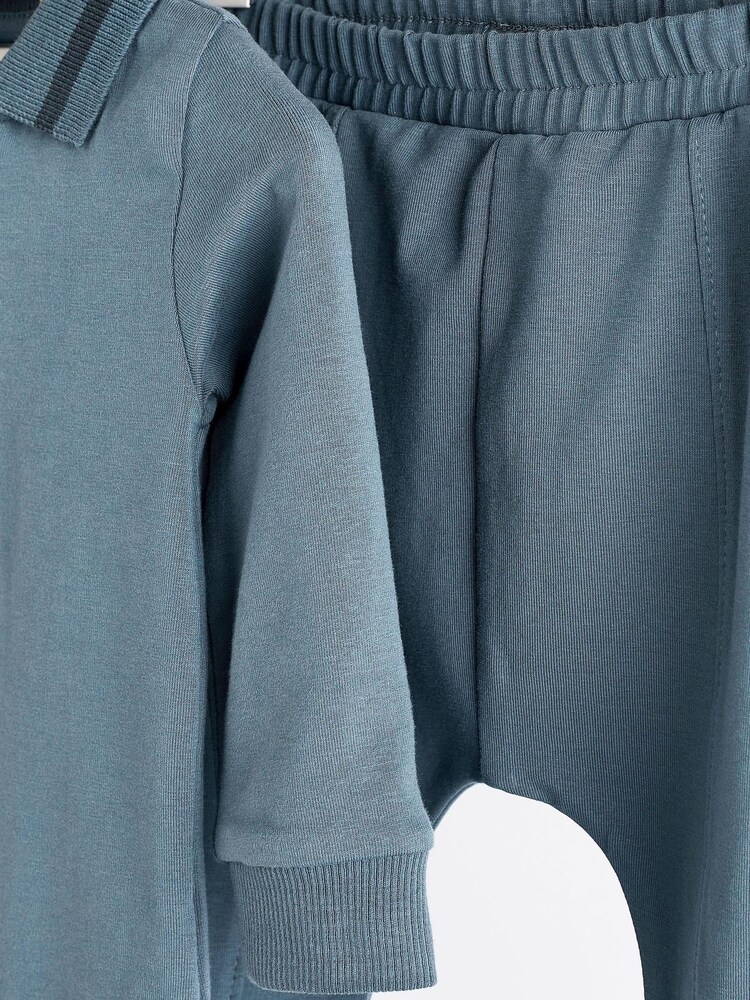 Blue Baby Polo Bodysuit And Leggings 2 Piece Set - Image 10 of 16
