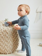 Blue Baby Polo Bodysuit And Leggings 2 Piece Set - Image 2 of 16