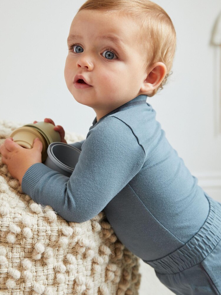 Blue Baby Polo Bodysuit And Leggings 2 Piece Set - Image 3 of 16