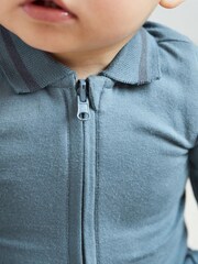 Blue Baby Polo Bodysuit And Leggings 2 Piece Set - Image 4 of 16