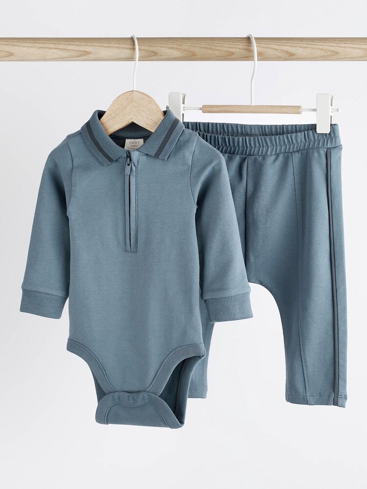 Blue Baby Polo Bodysuit And Leggings 2 Piece Set - Image 5 of 16