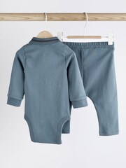 Blue Baby Polo Bodysuit And Leggings 2 Piece Set - Image 6 of 16