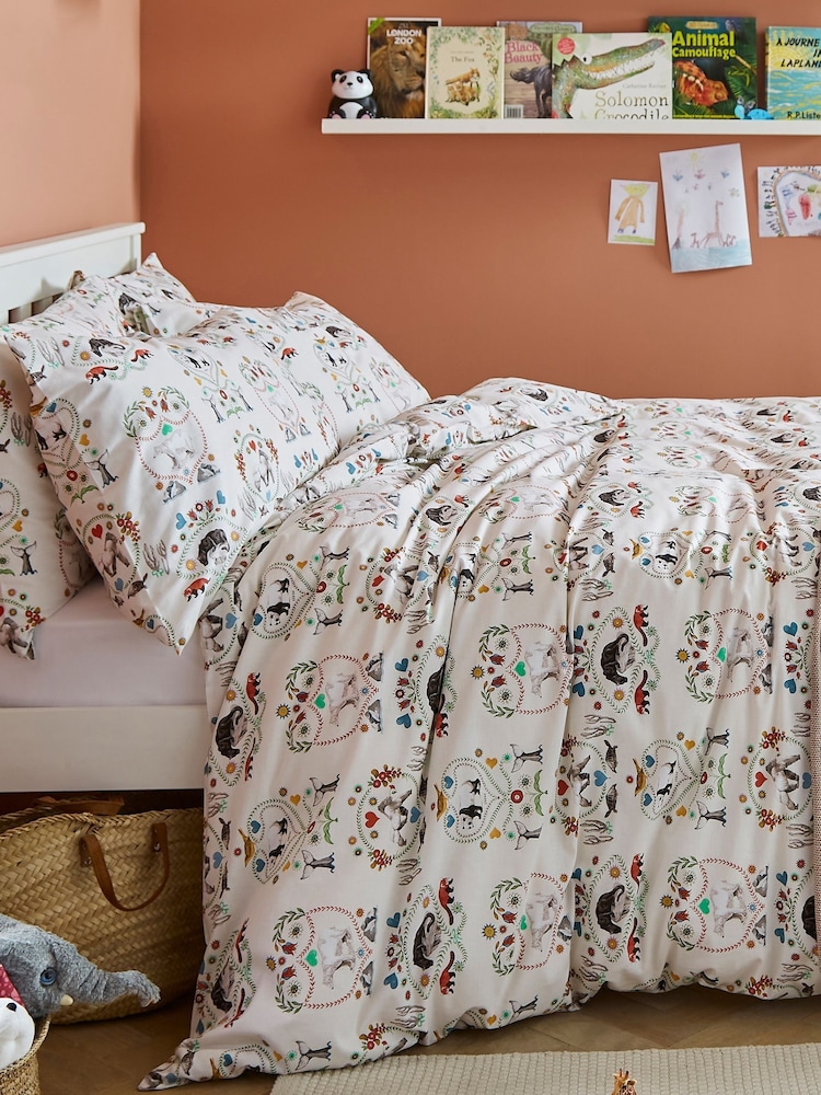Cath Kidston Cream Save the Animal Duvet Cover and Pillowcase Set - Image 1 of 5