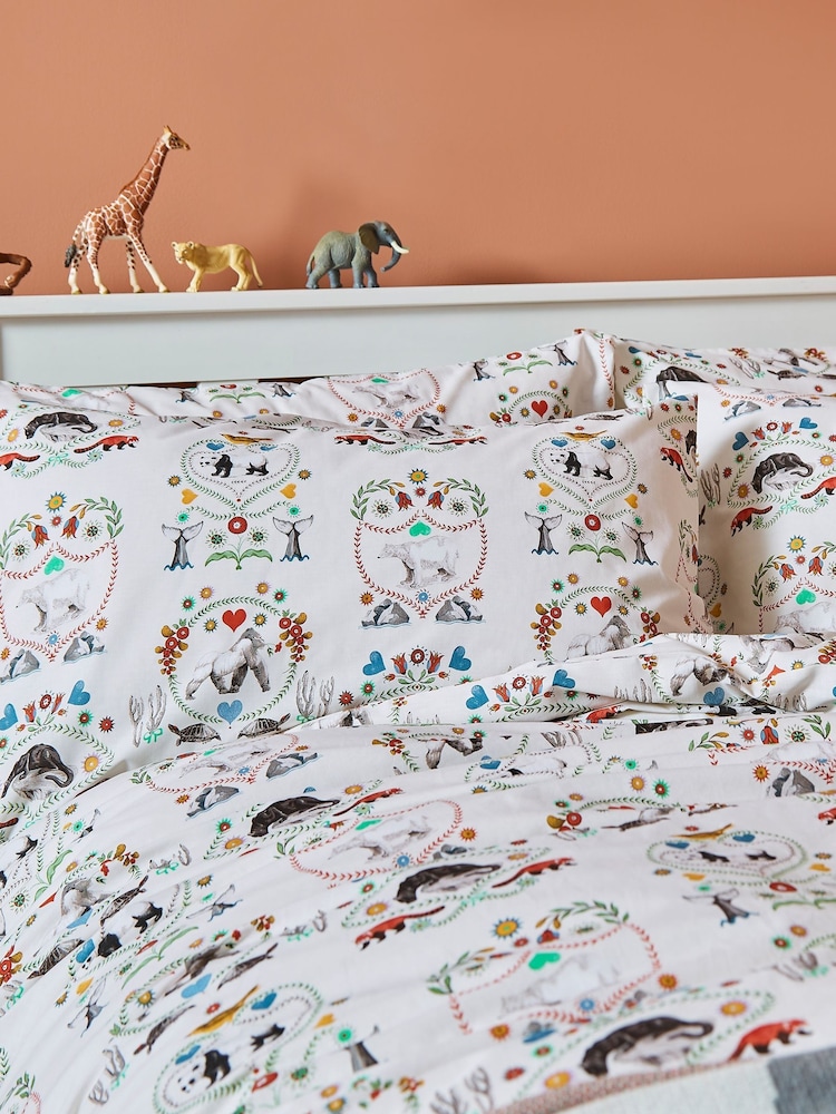 Cath Kidston Cream Save the Animal Duvet Cover and Pillowcase Set - Image 2 of 5
