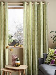 Orla Kiely Pear Green Solid Stem Eyelet Curtains - Image 1 of 3