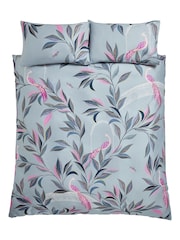 Sara Miller Blue Ornamental Peacock 100% Cotton Duvet Cover and Pillowcase Set - Image 3 of 5