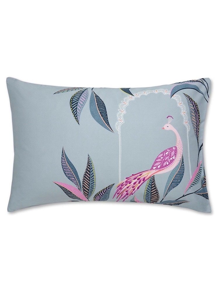 Sara Miller Blue Ornamental Peacock 100% Cotton Duvet Cover and Pillowcase Set - Image 5 of 5