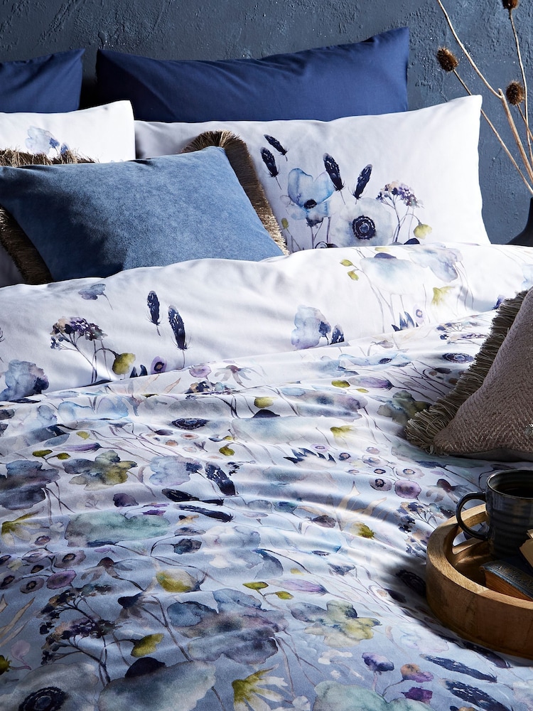 Voyage Blue Hibbertia Crocus 100% Cotton Duvet Cover and Pillowcase Set - Image 2 of 4