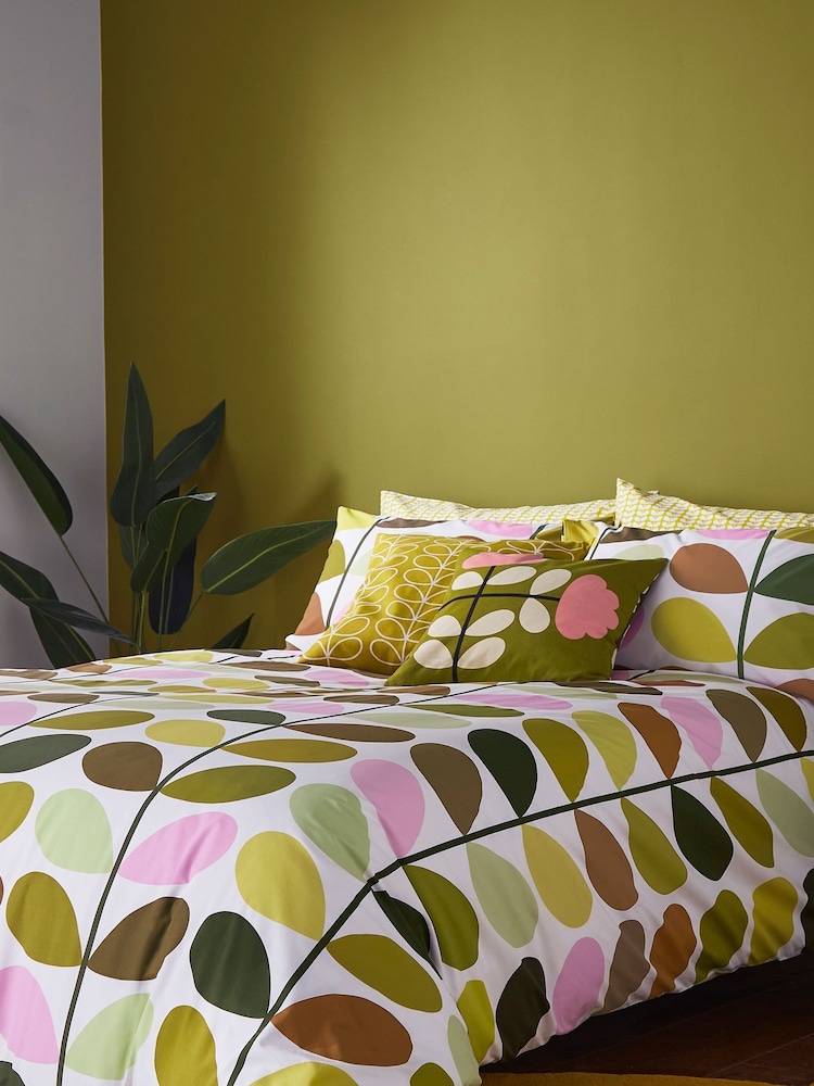 Orla Kiely Green Multi Stem 100% Cotton Duvet Cover and Pillowcase Set - Image 1 of 4