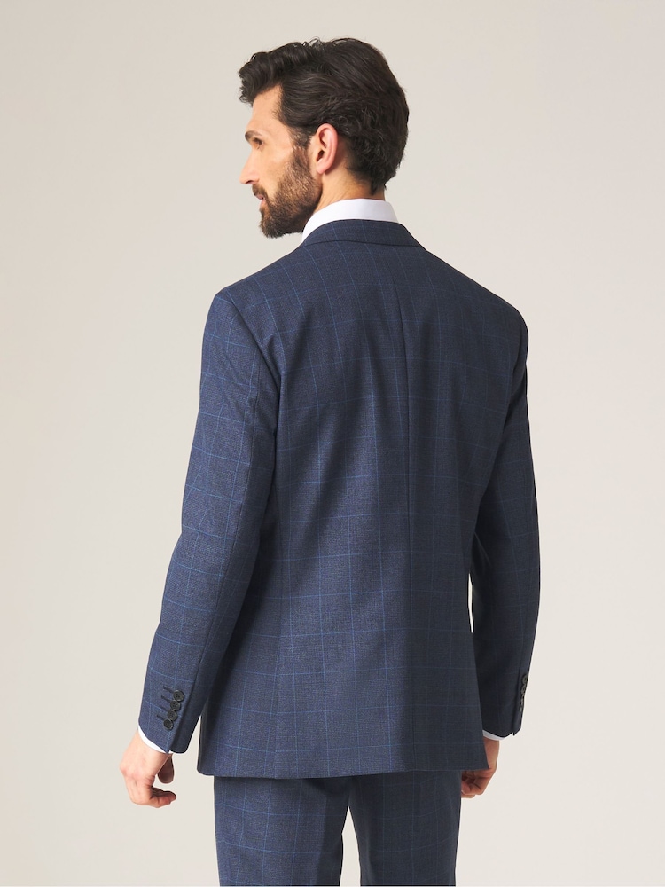 Skopes Blue Tailored Fit Anello Check Suit Jacket - Image 4 of 7