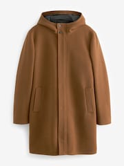 Brown Funnel Neck Hooded Coat - Image 5 of 9