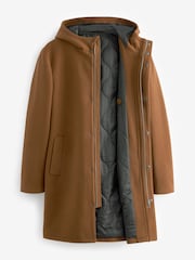 Brown Funnel Neck Hooded Coat - Image 6 of 9