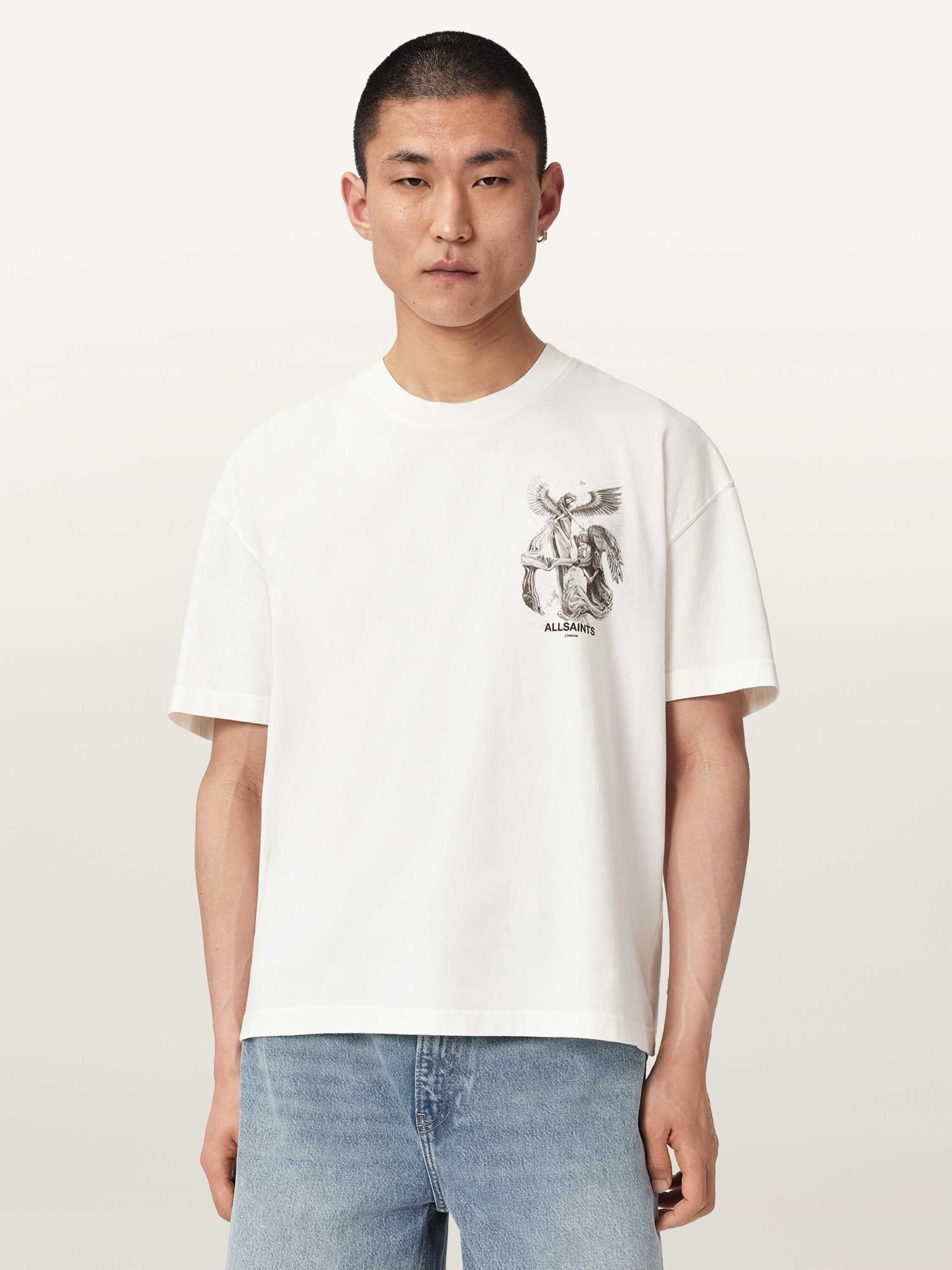 Buy AllSaints White Seraph Short Sleeve Crew Neck T-Shirt from