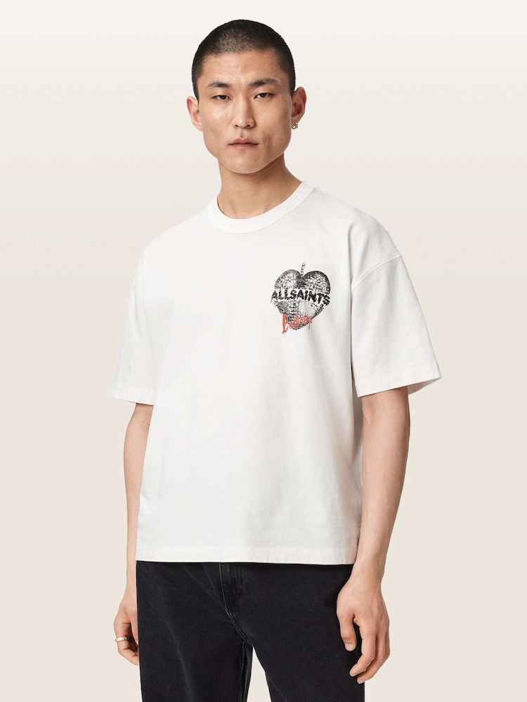 AllSaints White Reflect Short Sleeve Crew Neck T-Shirt - Image 1 of 6
