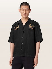AllSaints Black Avia Short Sleeve Shirt - Image 1 of 5