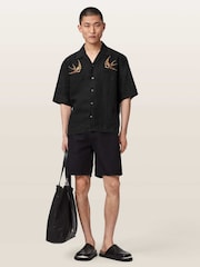 AllSaints Black Avia Short Sleeve Shirt - Image 4 of 5