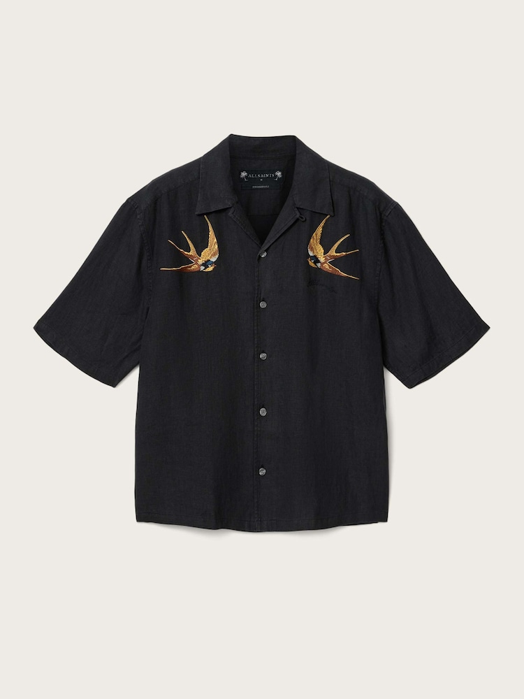 AllSaints Black Avia Short Sleeve Shirt - Image 5 of 5 AllSaints Black Avia Short Sleeve Shirt - Image 5 of 5