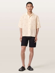 AllSaints Cream Cardsuit Short Sleeve Shirt - Image 2 of 6