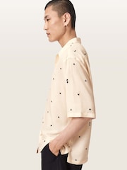 AllSaints Cream Cardsuit Short Sleeve Shirt - Image 3 of 6