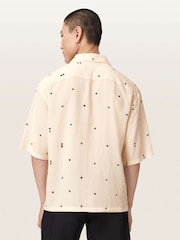 AllSaints Cream Cardsuit Short Sleeve Shirt - Image 4 of 6