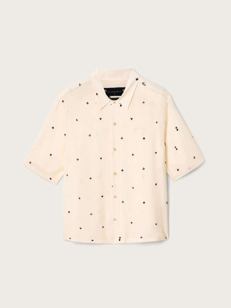 AllSaints Cream Cardsuit Short Sleeve Shirt - Image 6 of 6
