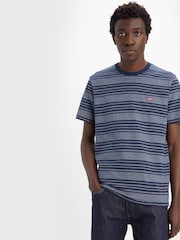 В синюю полоску - Levi's Оригинальный знак дома 100% Хлопковая футболка - Image 1 of 7