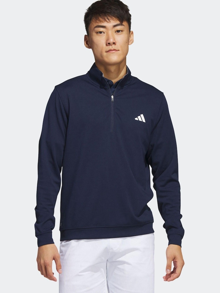 Темно-синий - adidas Golf Elevated Quarter Zip Sweatshirt - Изображение 1 из 7