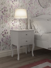 Laura Ashley White Rosalind 2 Drawer Side Table - Image 1 of 2