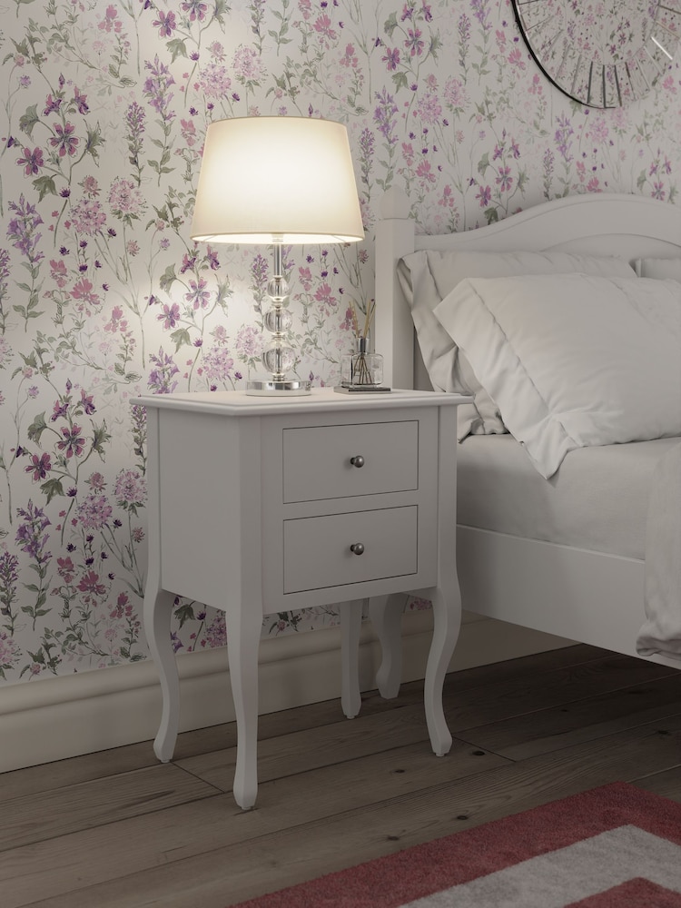 Laura Ashley White Rosalind 2 Drawer Side Table - Image 1 of 2