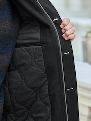 Black Wool Blend Four Pocket Funnel Neck Coat - Image 5 of 11
