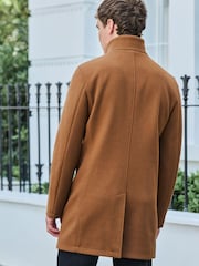 Коричневый - Шерсть Blend Mock Gilet Herringbone стеганые пальто - Image 3 of 11