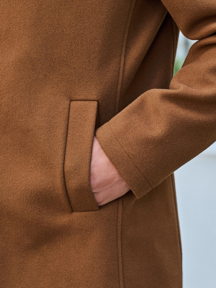 Brown Funnel Neck Coat With Built In Gilet - Image 5 of 11