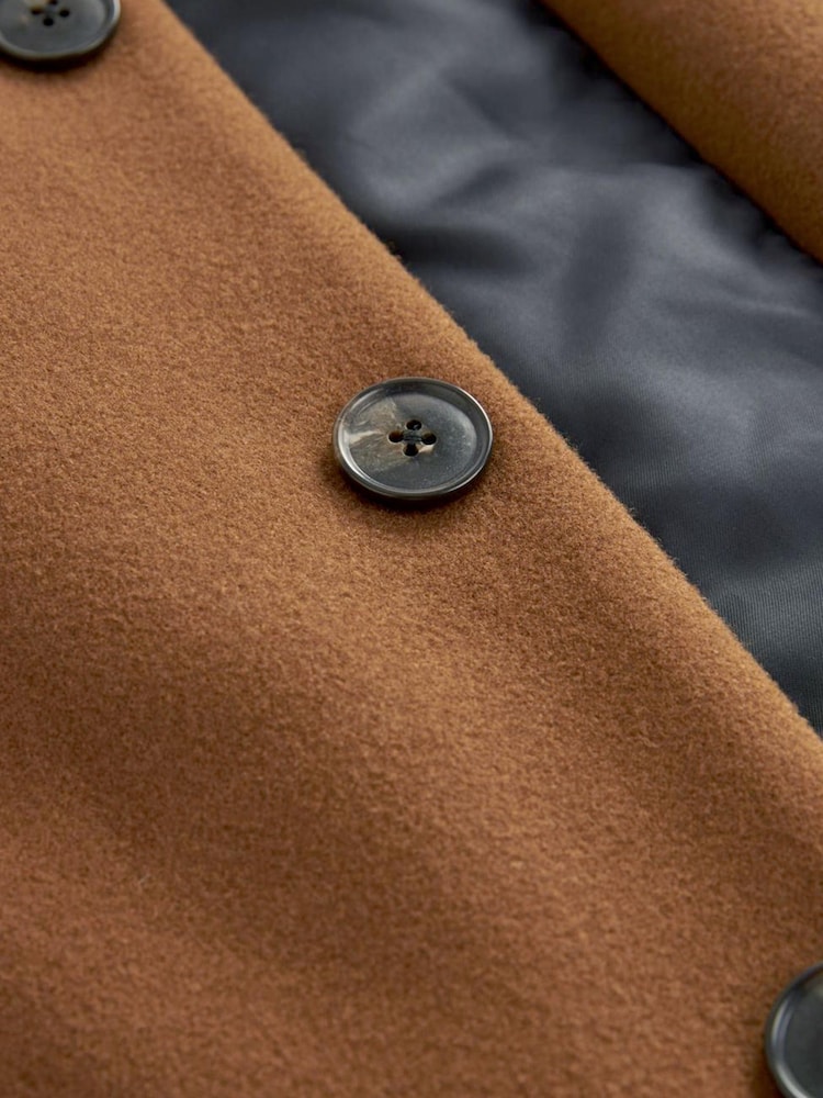 Brown Funnel Neck Coat With Built In Gilet - Image 9 of 11