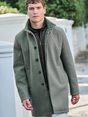 Зеленый - Шерсть Blend Mock Gilet Herringbone стеганые пальто - Image 1 of 10