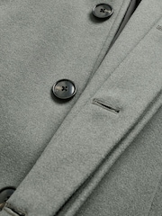 Зеленый - Шерсть Blend Mock Gilet Herringbone стеганые пальто - Image 10 of 10