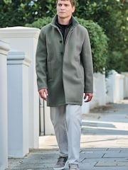 Зеленый - Шерсть Blend Mock Gilet Herringbone стеганые пальто - Image 2 of 10