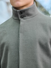 Зеленый - Шерсть Blend Mock Gilet Herringbone стеганые пальто - Image 5 of 10