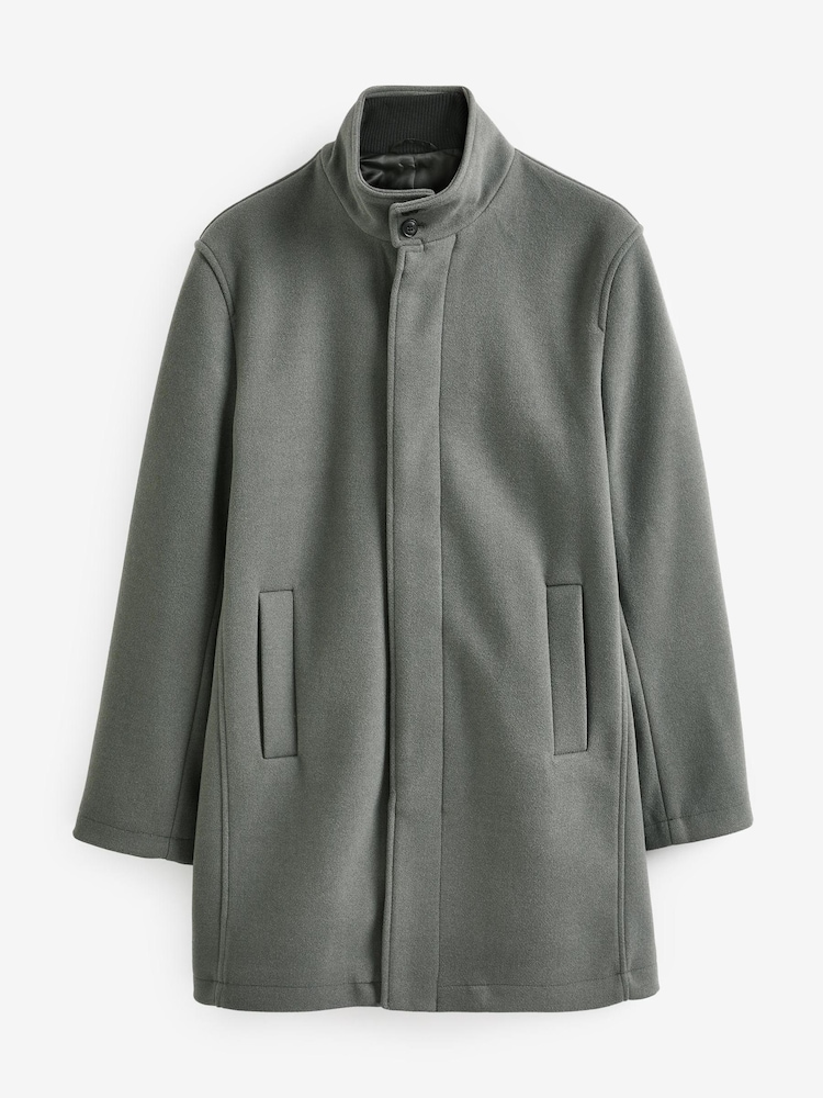 Sage Green Funnel Neck Coat With Built In Gilet - Image 6 of 10