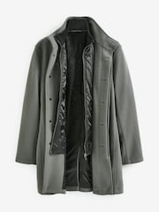 Зеленый - Шерсть Blend Mock Gilet Herringbone стеганые пальто - Image 7 of 10